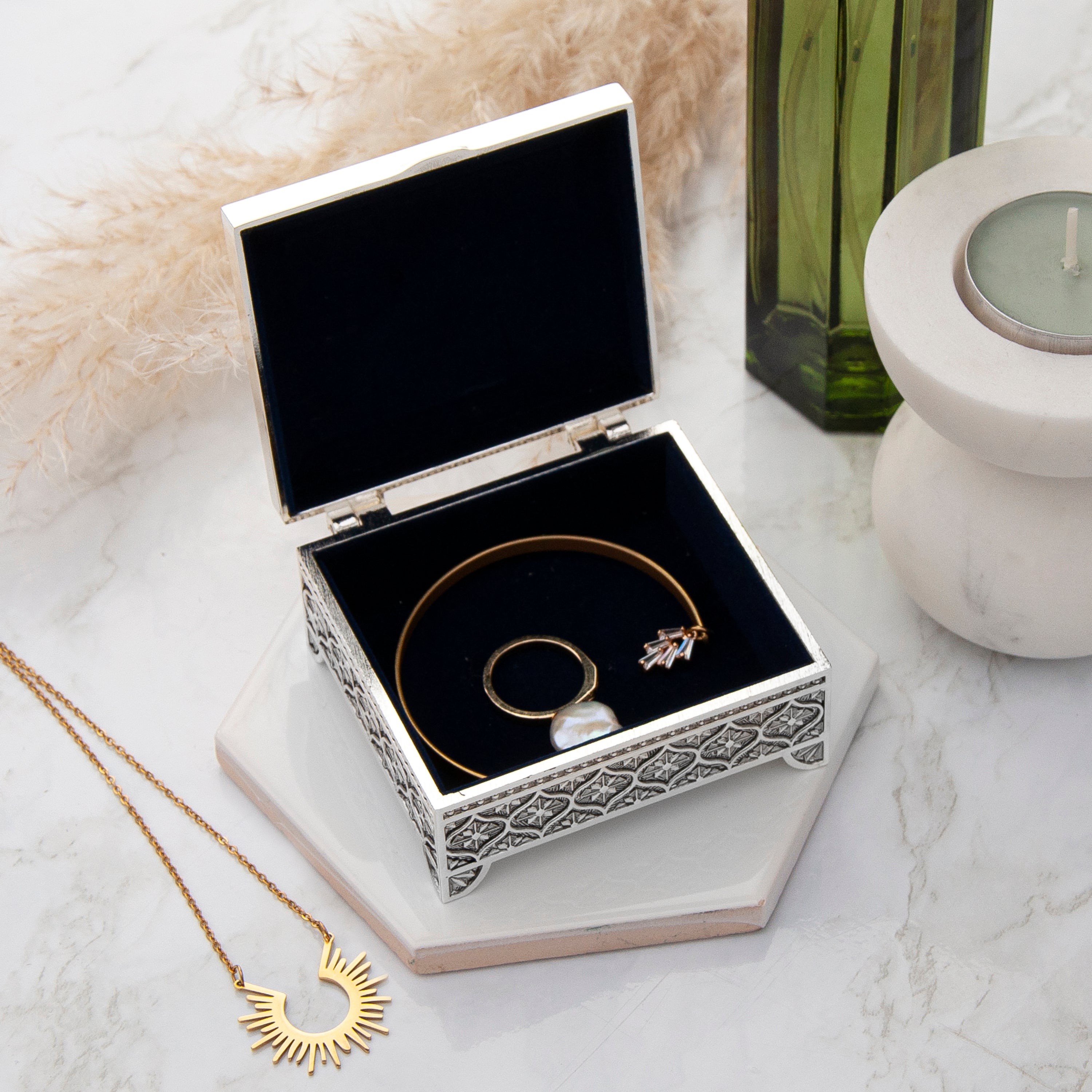 Silver Plated Ornate Trinket Box