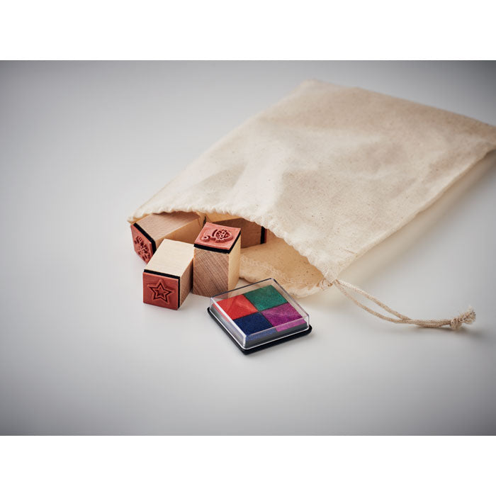 Wooden Christmas Stamps and Inkpad Set