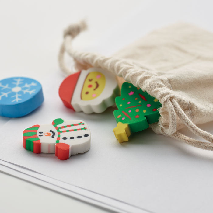 Christmas Themed Erasers Set