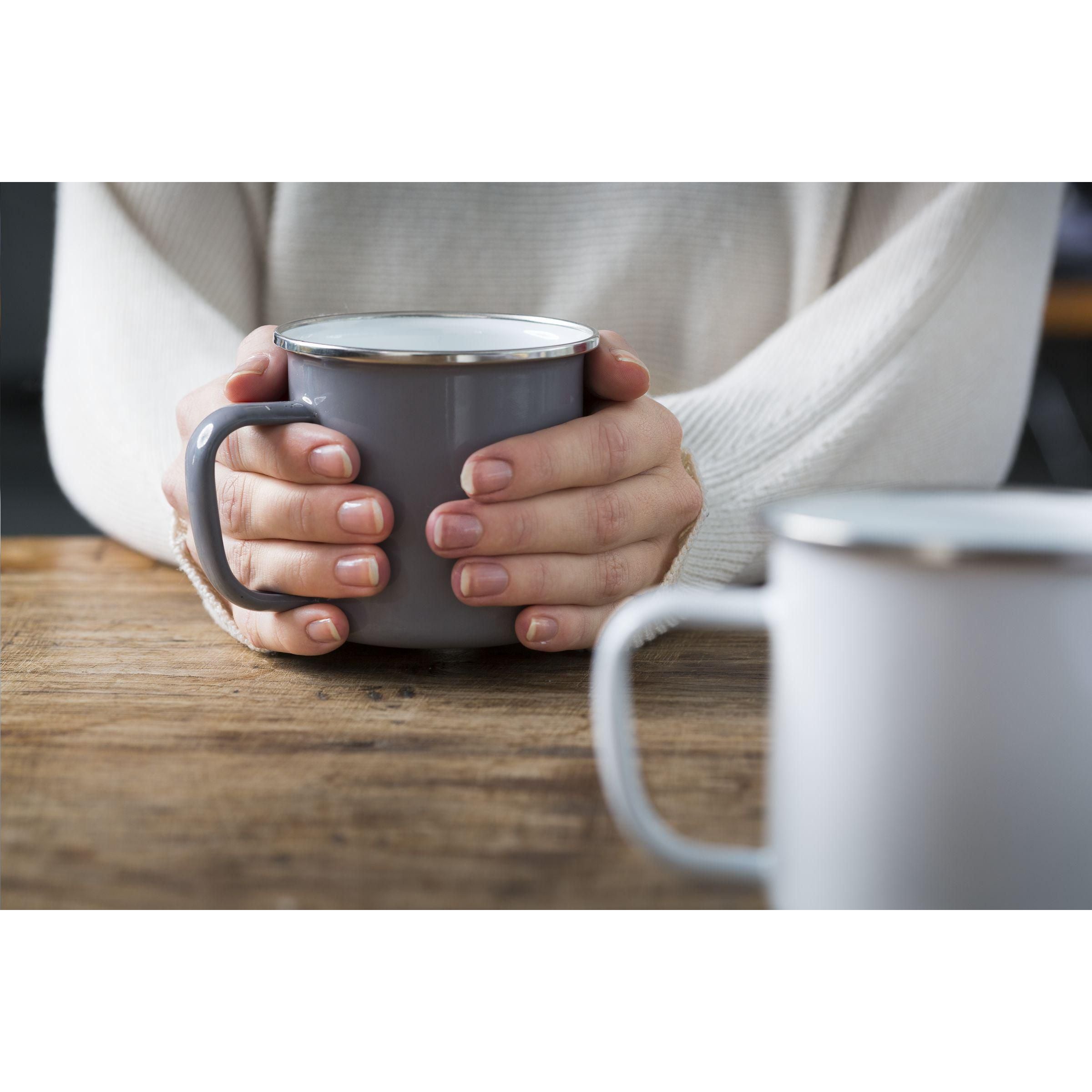 Retro Silver Enamel Mug 350 Ml