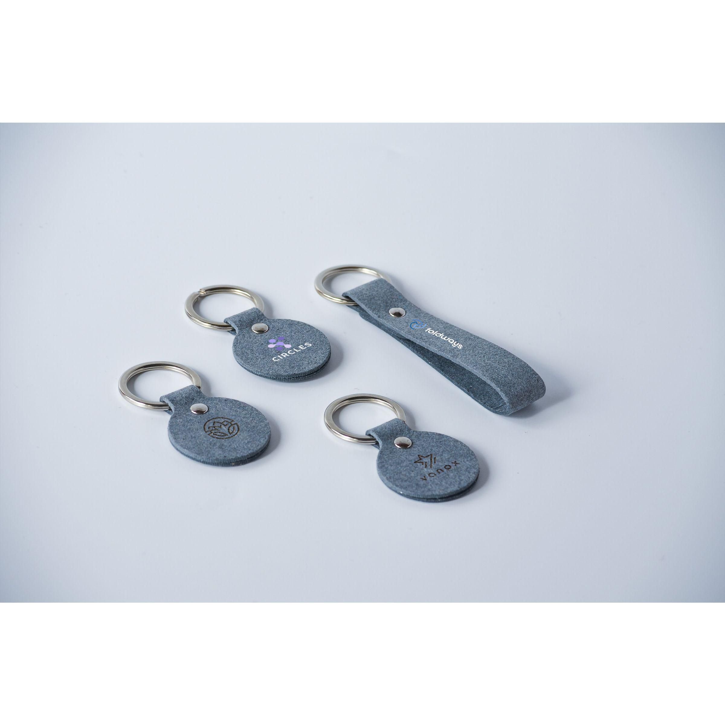 Recycled Denim Textile Keyring Round