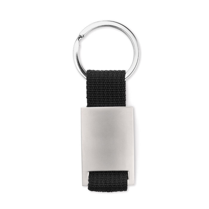 Metal Rectangular Keyring with Coloured Webbing