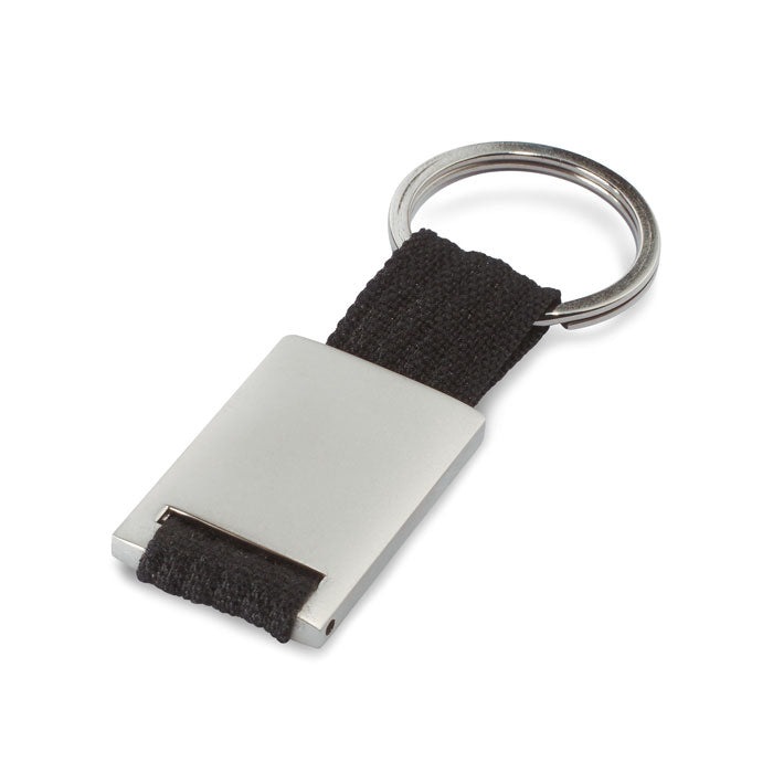 Metal Rectangular Keyring with Coloured Webbing