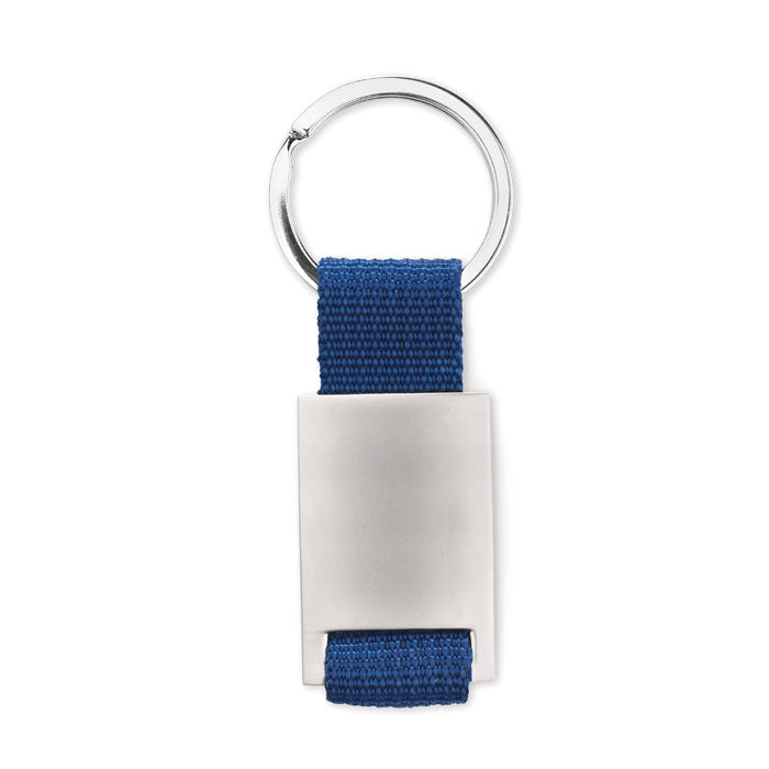 Metal Rectangular Keyring with Coloured Webbing