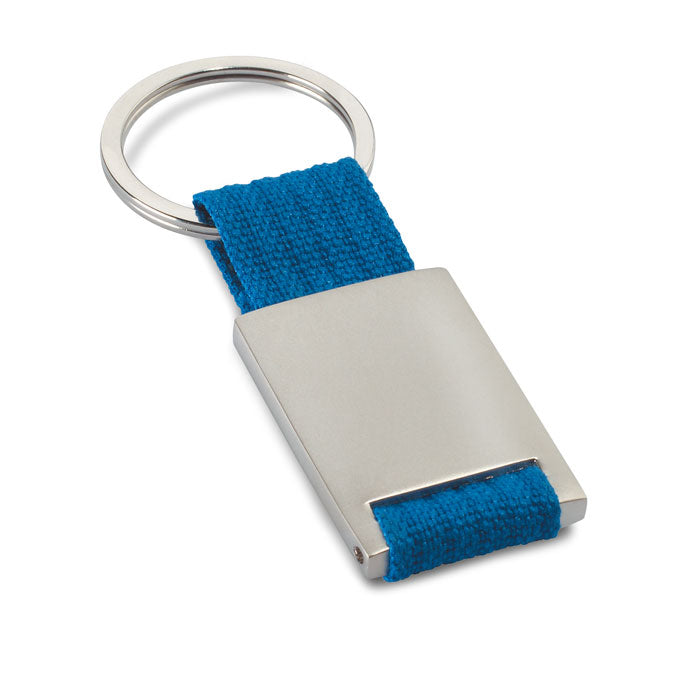 Metal Rectangular Keyring with Coloured Webbing
