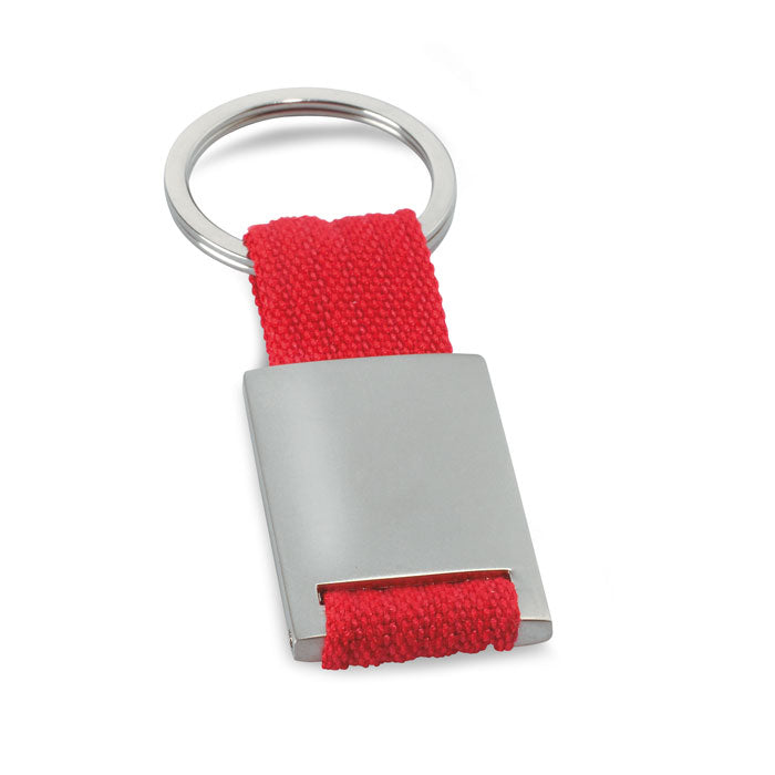 Metal Rectangular Keyring with Coloured Webbing