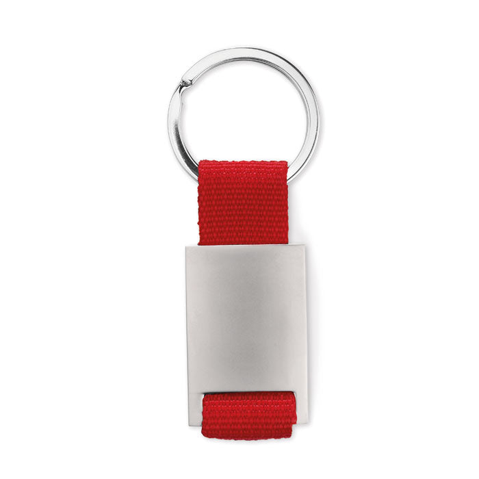 Metal Rectangular Keyring with Coloured Webbing