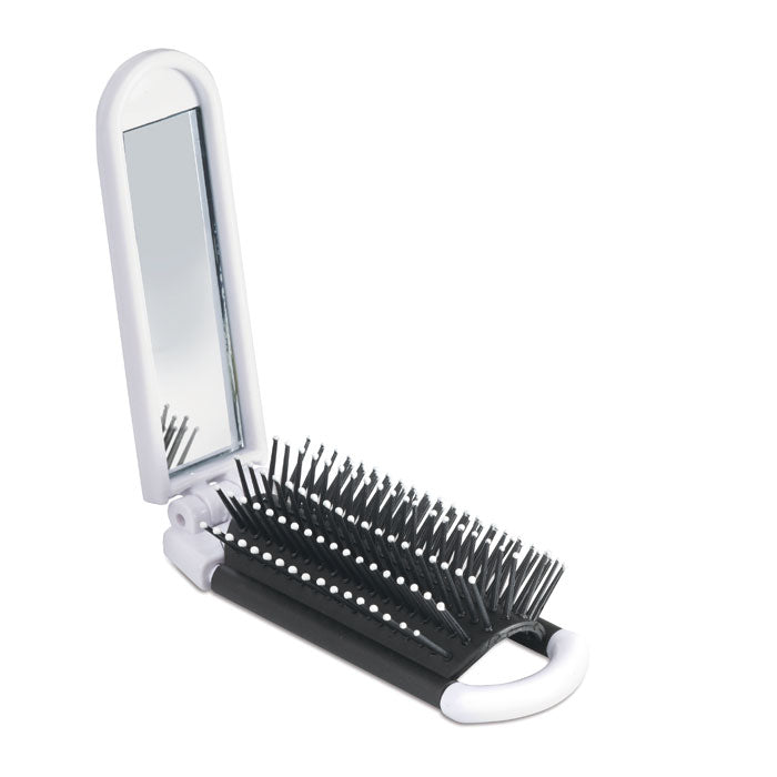 Foldable Hairbrush with Mirror