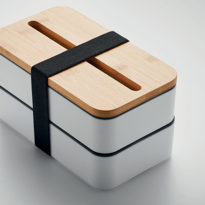 Two Tier Lunch Box with Bamboo Lid