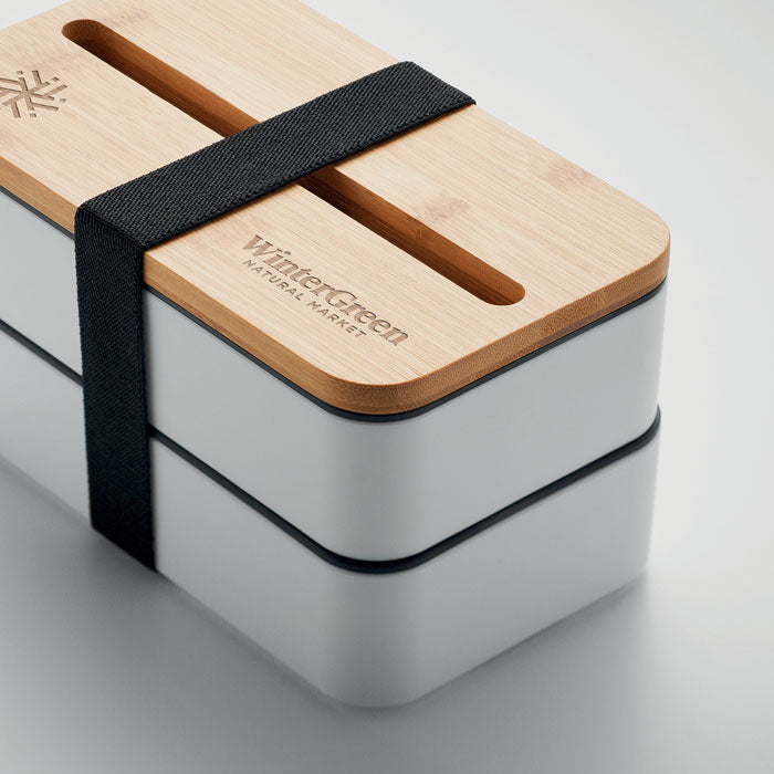 Two Tier Lunch Box with Bamboo Lid