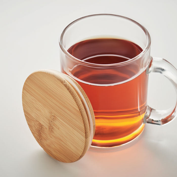 Recycled Glass 300ml Mug with Bamboo Lid