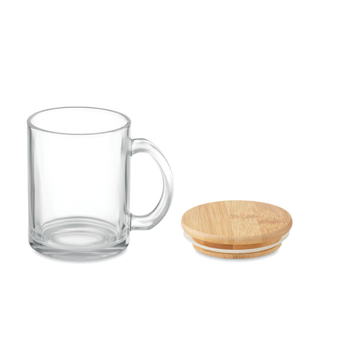 Recycled Glass 300ml Mug with Bamboo Lid