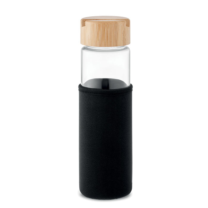 Glass Bottle with Bamboo Phone Stand Lid