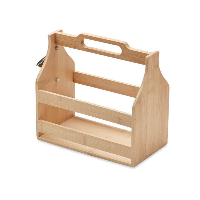 Bamboo Beer Crate with Attached Bottle Opener