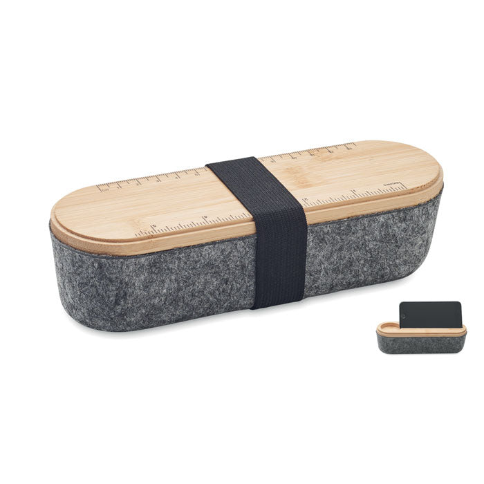 Felt Pencil Case with Bamboo Lid