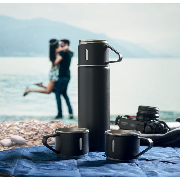 Double Walled Vacuum Flask and Cup Travel Set