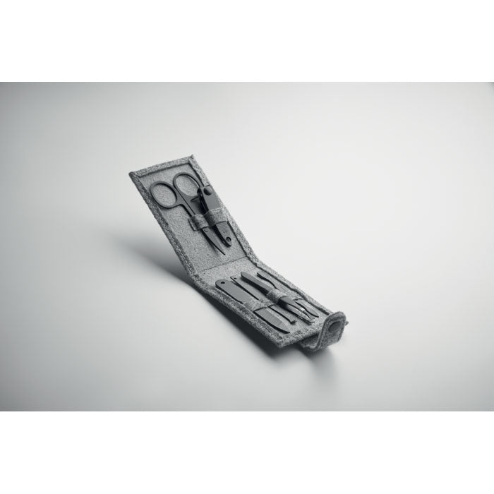 Stainless Steel Manicure Set in Felt Pouch