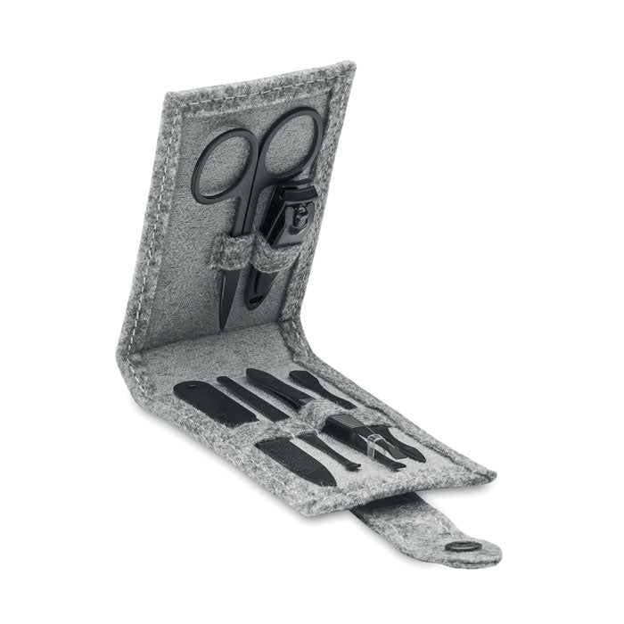 Stainless Steel Manicure Set in Felt Pouch