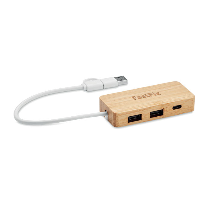 Bamboo USB 3 Port Hub