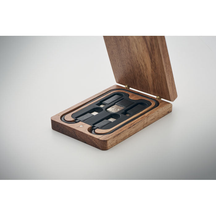3-in-1 Charging Cable Set in Wooden Box