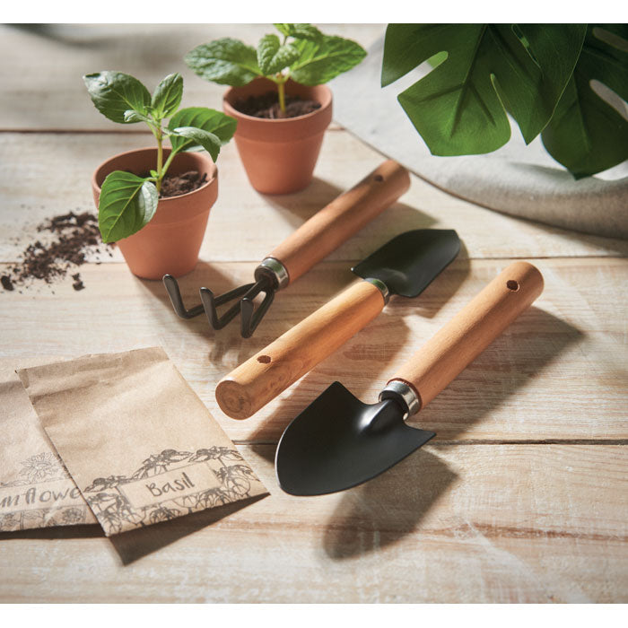 Garden Tools Set in Felt Pouch