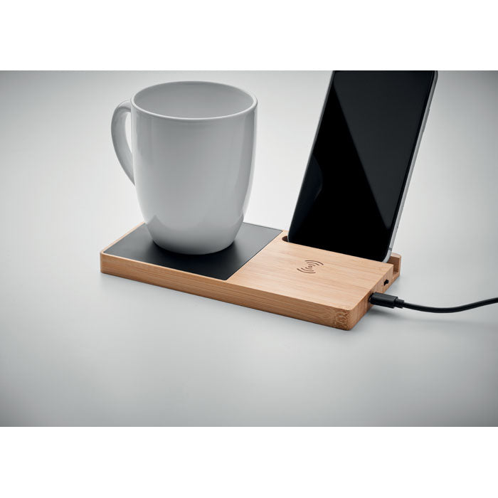 Bamboo Wireless Charger and Mug Warmer