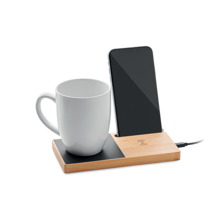 Bamboo Wireless Charger and Mug Warmer