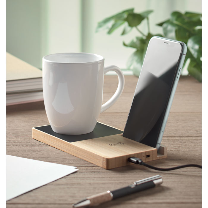 Bamboo Wireless Charger and Mug Warmer
