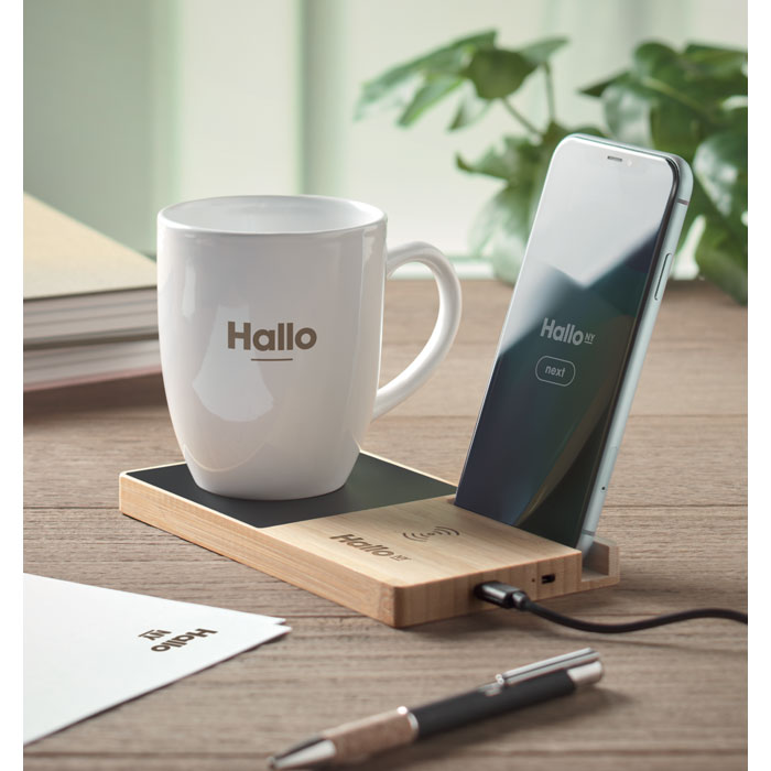 Bamboo Wireless Charger and Mug Warmer