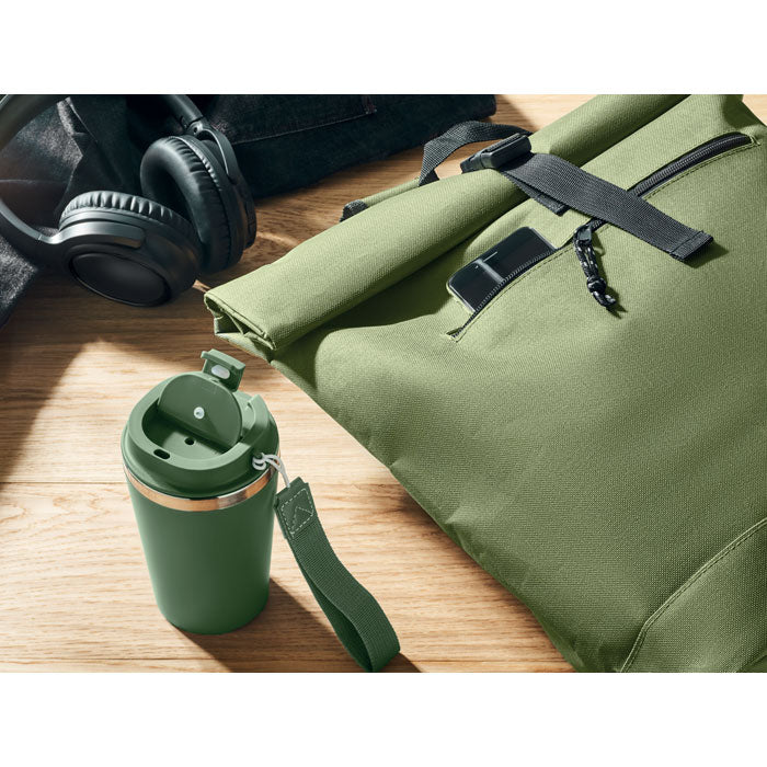 15 Inch Polyester Rolltop Laptop Backpack