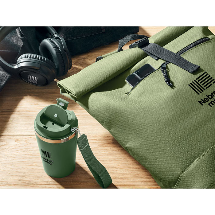 15 Inch Polyester Rolltop Laptop Backpack
