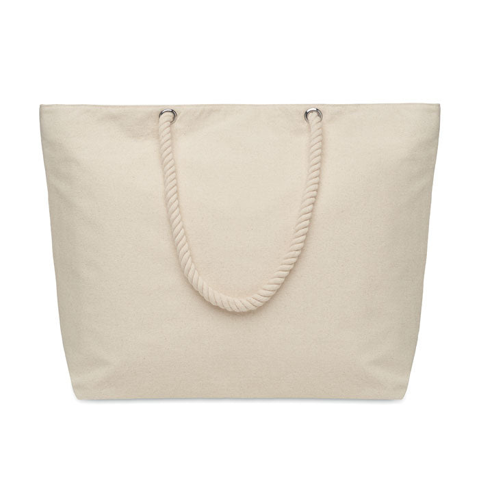 Cord Handle Beach Bag in Cotton