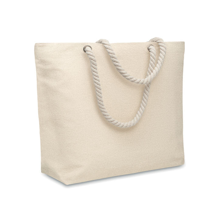 Cord Handle Beach Bag in Cotton