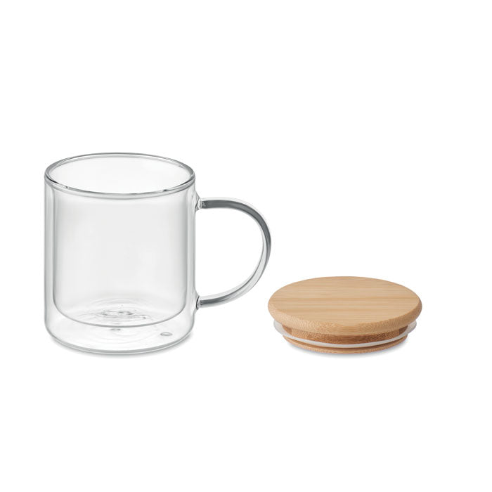Double Walled Glass Mug with Coloured Handles