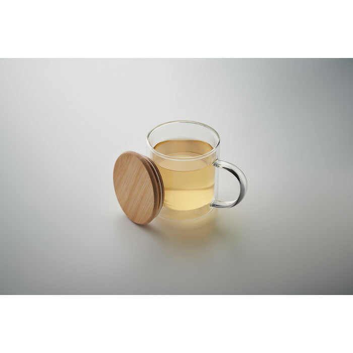 Double Walled Glass Mug with Coloured Handles