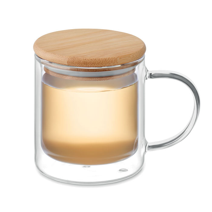 Double Walled Glass Mug with Coloured Handles