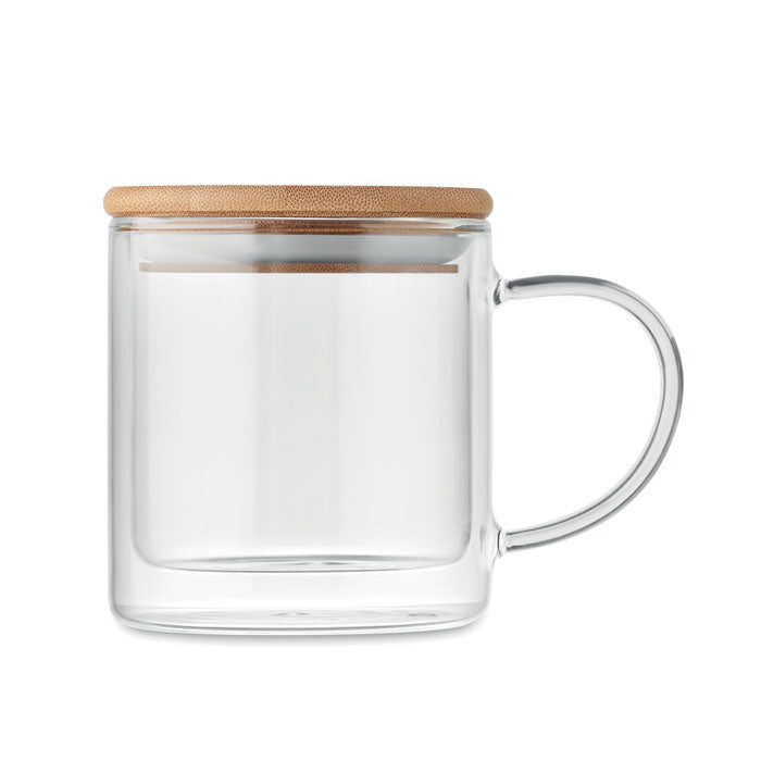 Double Walled Glass Mug with Coloured Handles