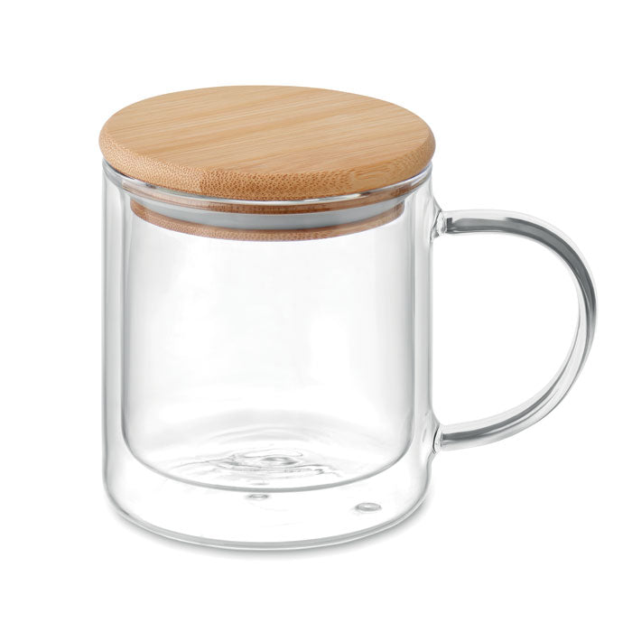 Double Walled Glass Mug with Coloured Handles
