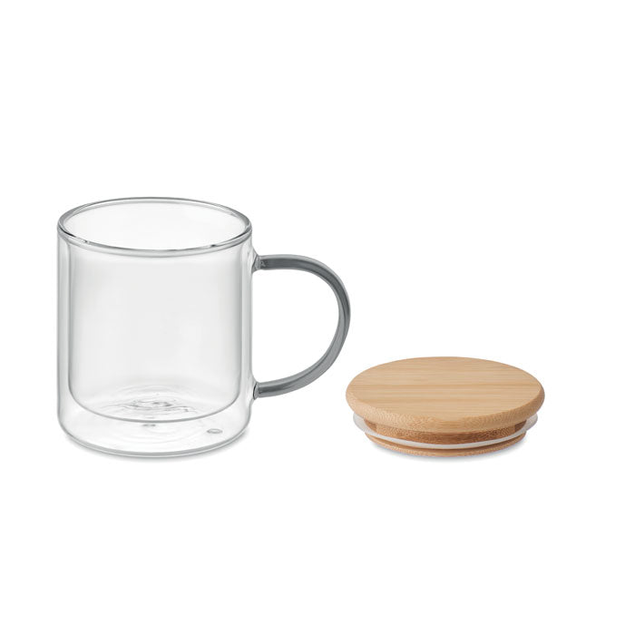 Double Walled Glass Mug with Coloured Handles