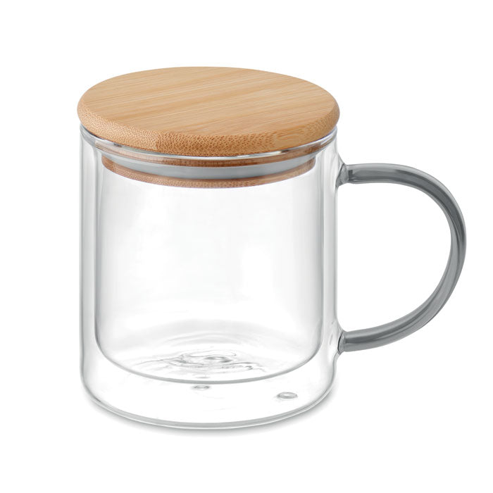 Double Walled Glass Mug with Coloured Handles