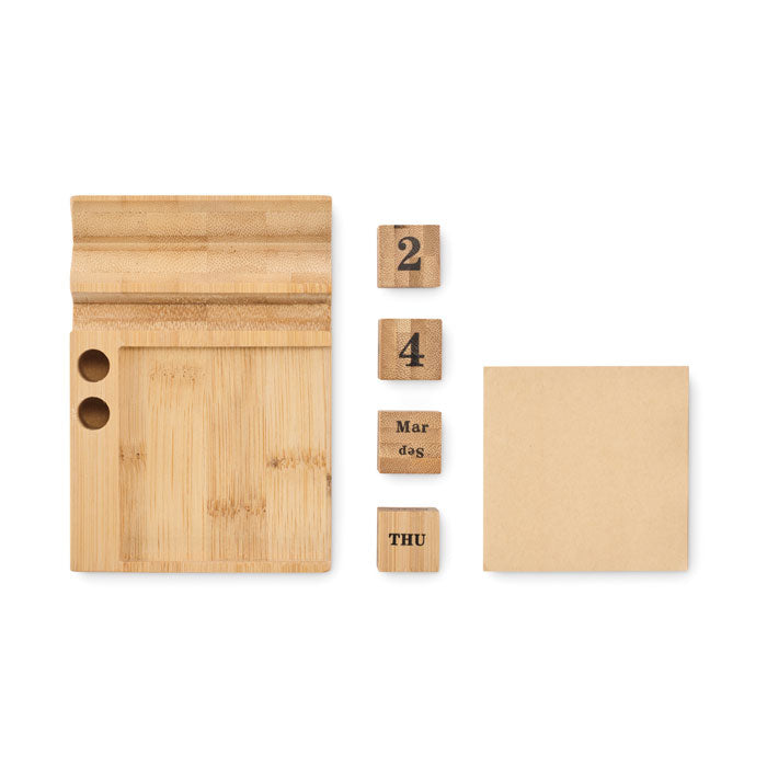 Bamboo Desktop Calendar with Phone Holder