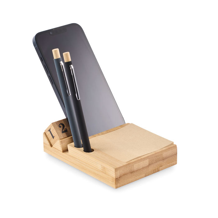 Bamboo Desktop Calendar with Phone Holder
