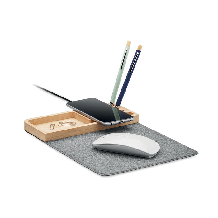 Wireless Charger and Desk Organiser in Bamboo