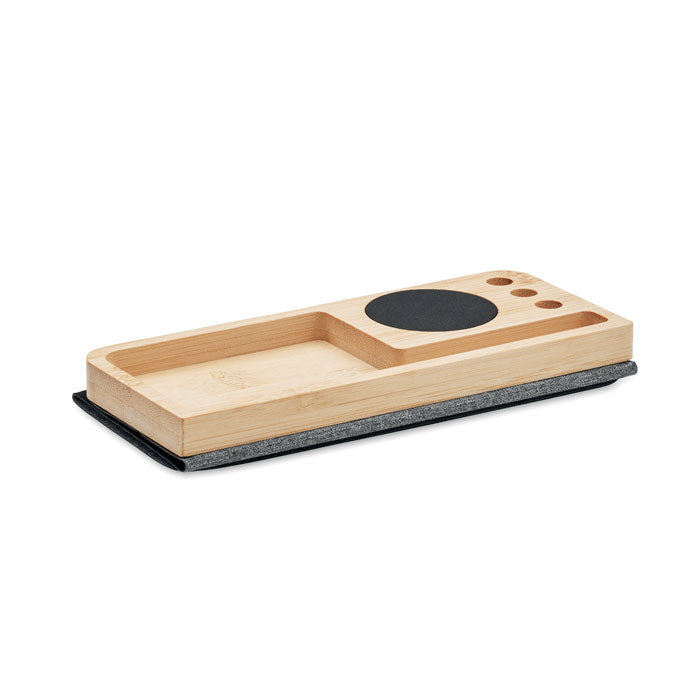 Wireless Charger and Desk Organiser in Bamboo