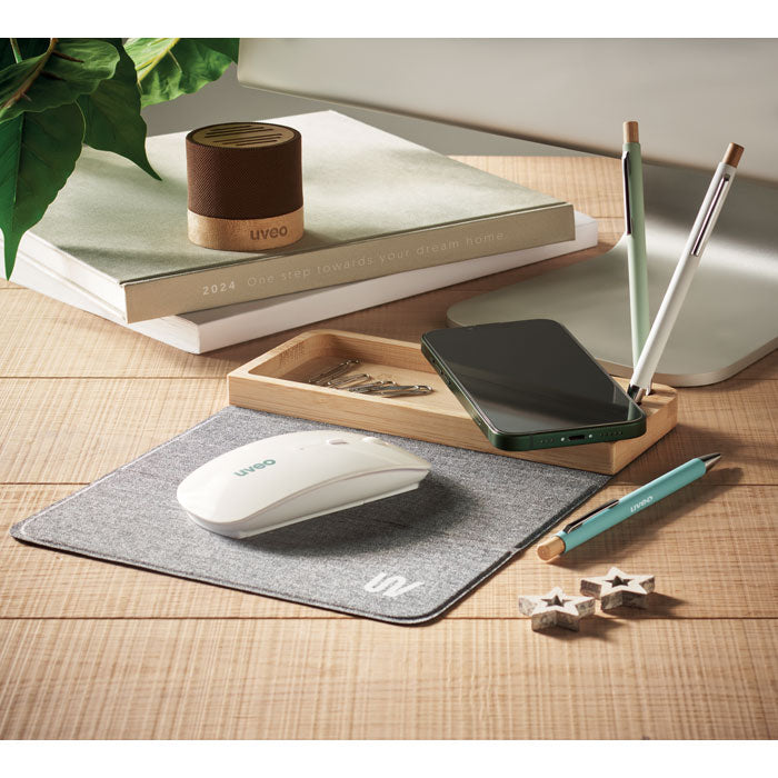Wireless Charger and Desk Organiser in Bamboo