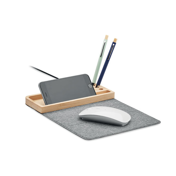 Wireless Charger and Desk Organiser in Bamboo