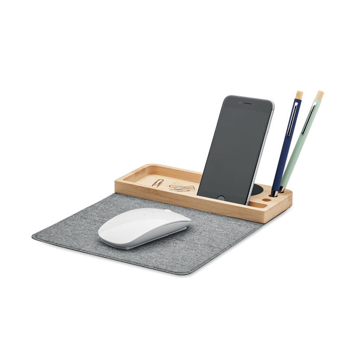 Wireless Charger and Desk Organiser in Bamboo