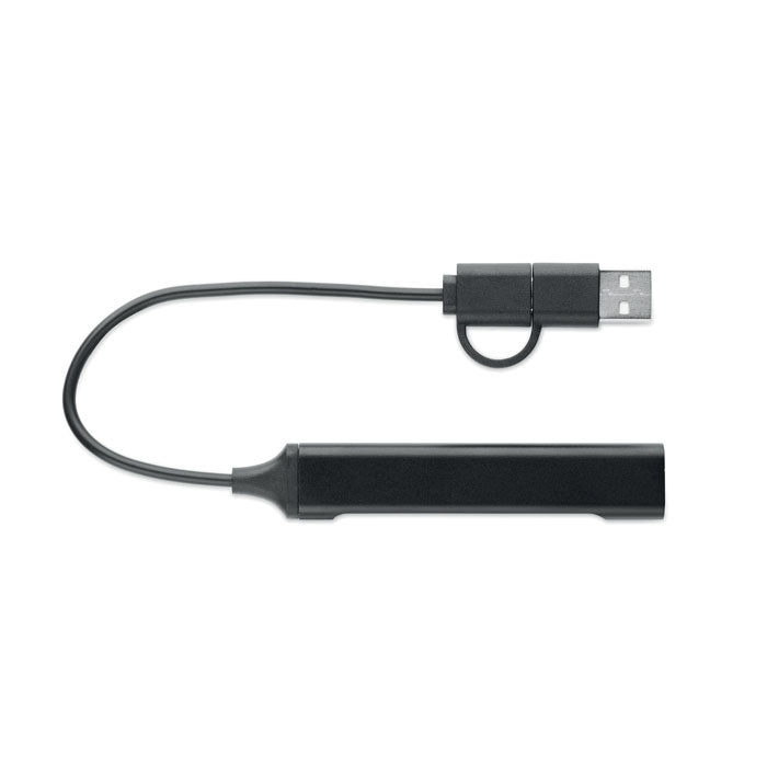 4 Port USB Hub in Aluminium