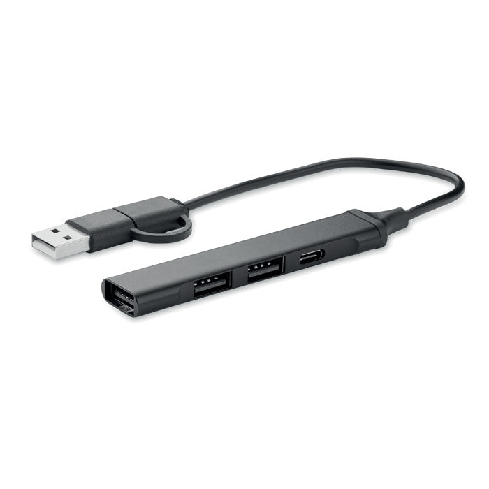 4 Port USB Hub in Aluminium