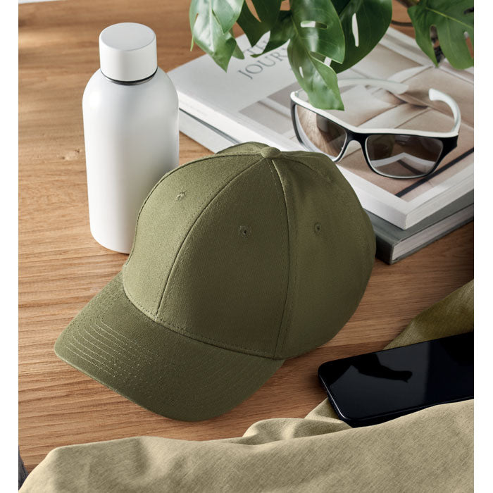 6 Panel Cotton Baseball Cap with Oxford Peak